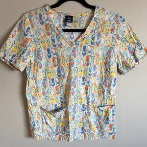 Barco Uniforms Flip Flop Print Scrub Top